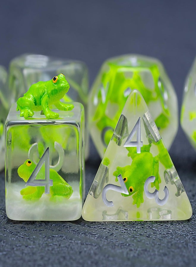 weyano D&D Frog Dice Set, Resin Polyhedral Dice for Dungeons and Dragons, RPG, MTG DND 7-DIE (D4, D6, D8, D10, D12, D20, D%) - Image 3